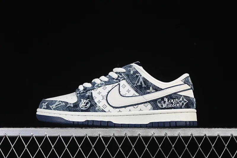 All categories Nk SB Dunk Series Nk SB Dunk Low High-end customized low-top sneakers Nike SB Dunk Low LV co-branded white and blue denim High-end customized low-top casual sneakers YF9511-902
